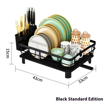 Single/Double-Tier Dish Drying Rack with Cup Holders