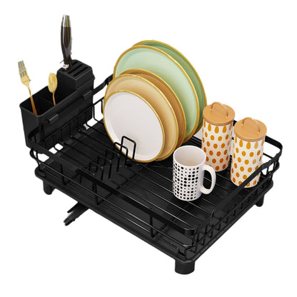 Single/Double-Tier Dish Drying Rack with Cup Holders