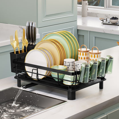 Single/Double-Tier Dish Drying Rack with Cup Holders