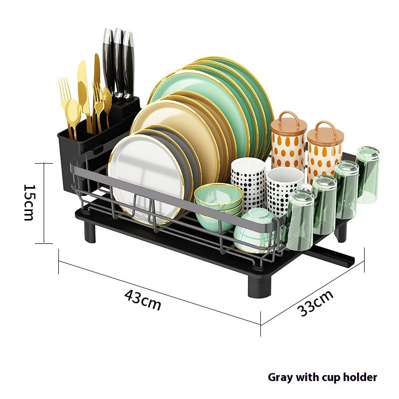 Single/Double-Tier Dish Drying Rack with Cup Holders