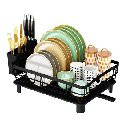 Single/Double-Tier Dish Drying Rack with Cup Holders